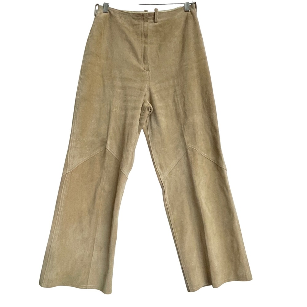 Glen of Michigan Vintage Suede Flare Pants Tan Leather Western‎ 70s Look, sz 27